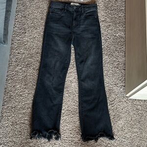 Classic Black Distressed Straight Leg Jeans